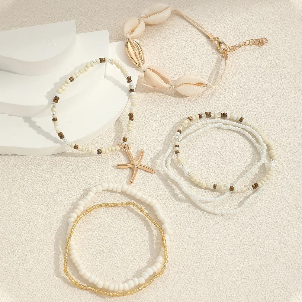 Isla | 7-Piece Starfish Beaded Bracelet Set